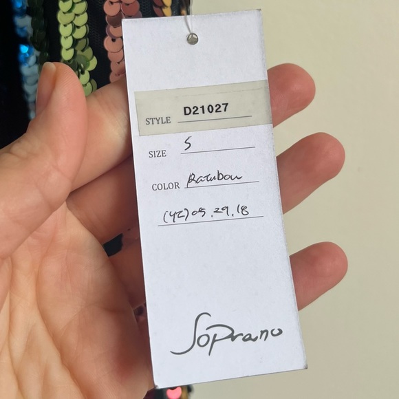 NWT Soprano Sleeveless Sequin Striped Midi Dress Multi Colored Size Small - Picture 10 of 10